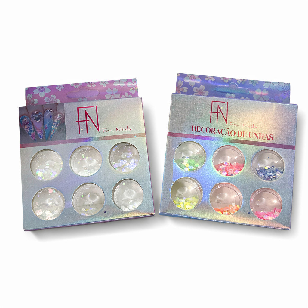 Kit 6 Potes de Glitter Para Decoração De Unhas Fan Nails em Oferta na Shopee