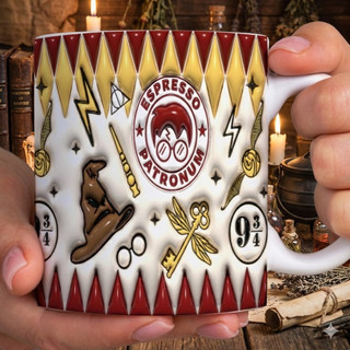 Caneca Xícara Personalizada Harry Potter Efeito 3D ESPRESSO  Porcelana 325ml Presente harry potter