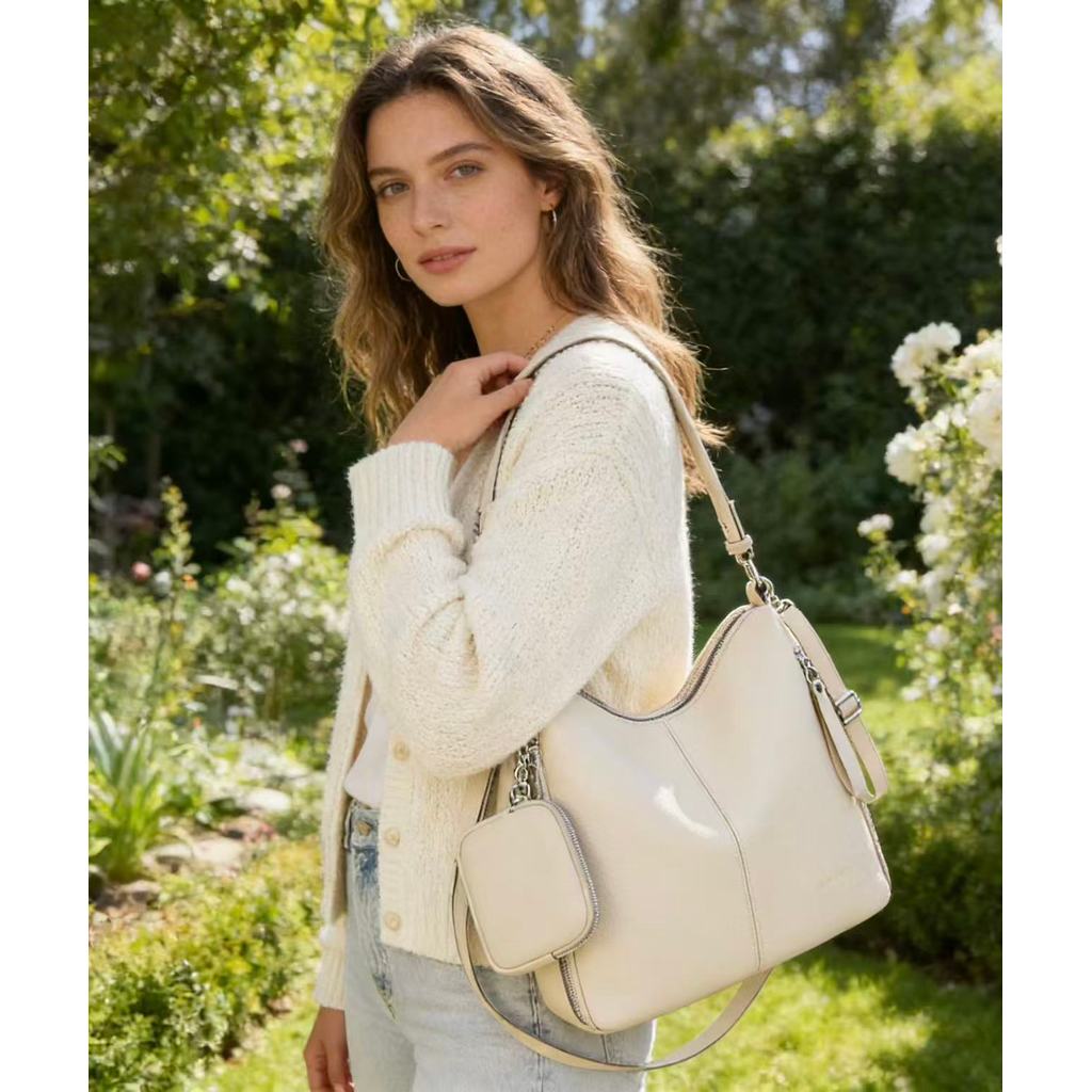 Bolsa Mochila Grande De Ombro e Transversal Feminina De Couro PU B303 LING