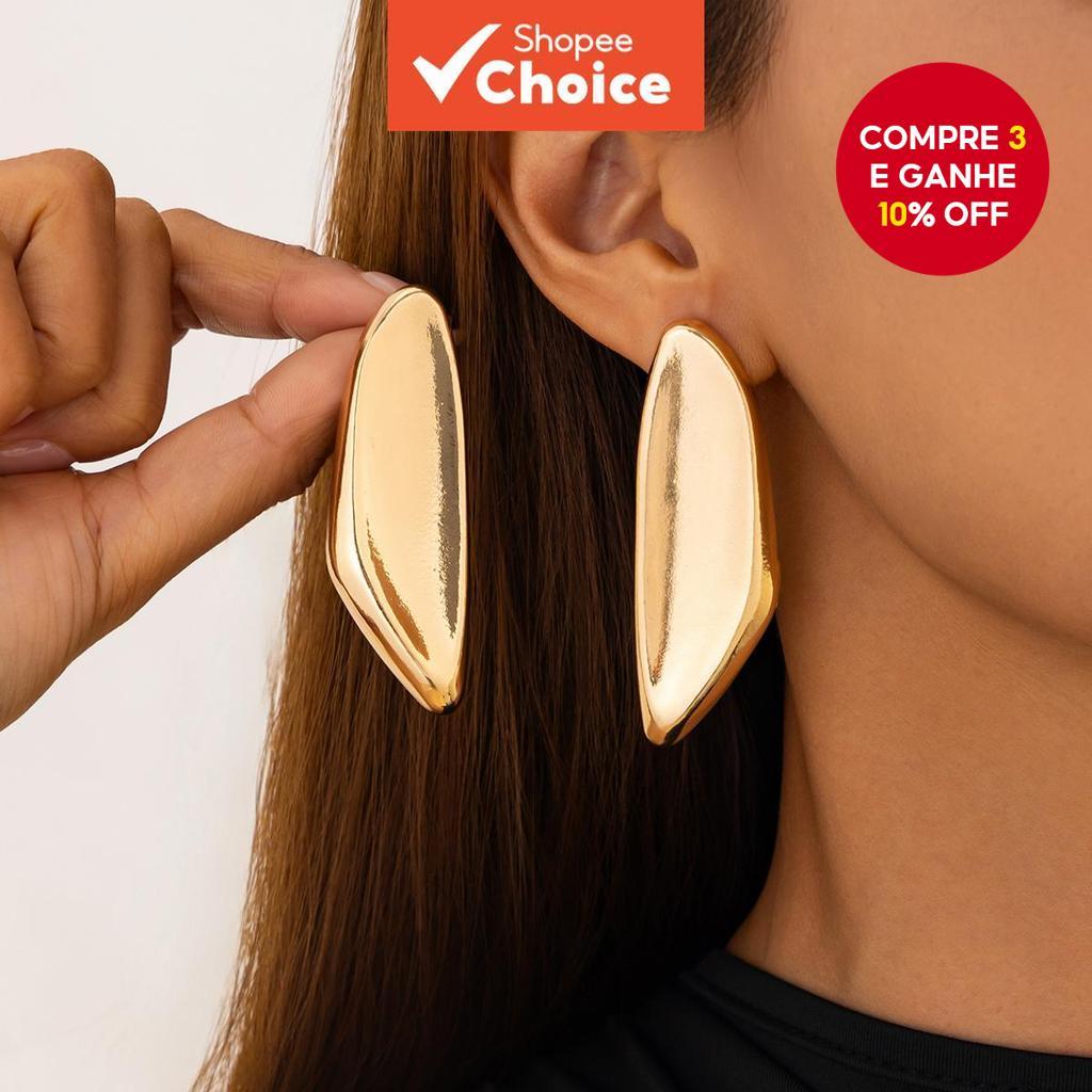 Brincos Geométricos Irregulares , Design Minimalista Moderno Para Mulheres , Presente Diário De Verão em Oferta na Shopee