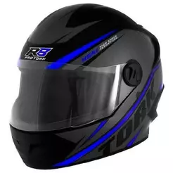 Capacete Moto Fechado Pro Tork R8 Preto Azul Tam: 60