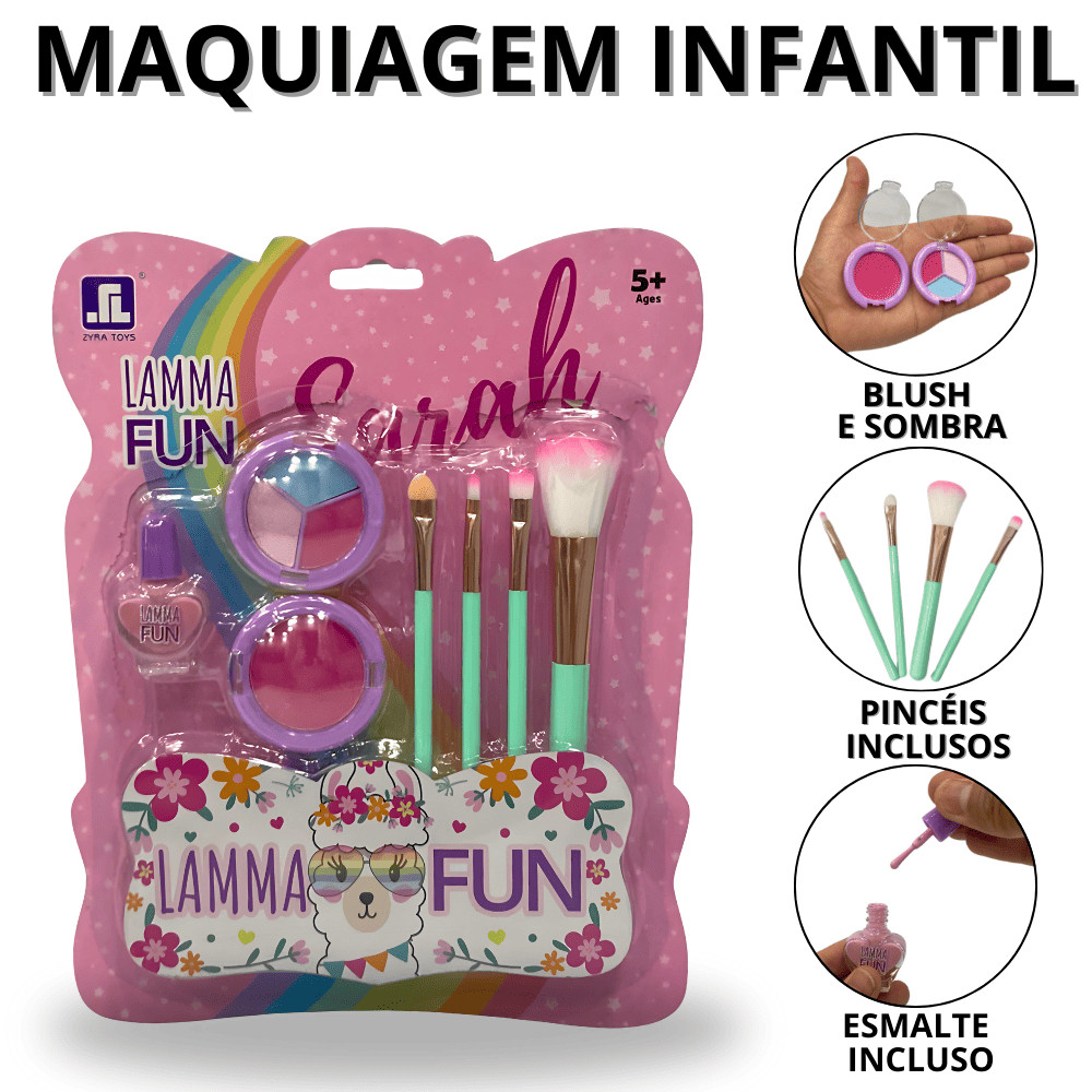 Estojo De Maquiagem Infantil  Make De Crianças Maquiagens De Crianças Makes Com Pincel Menina