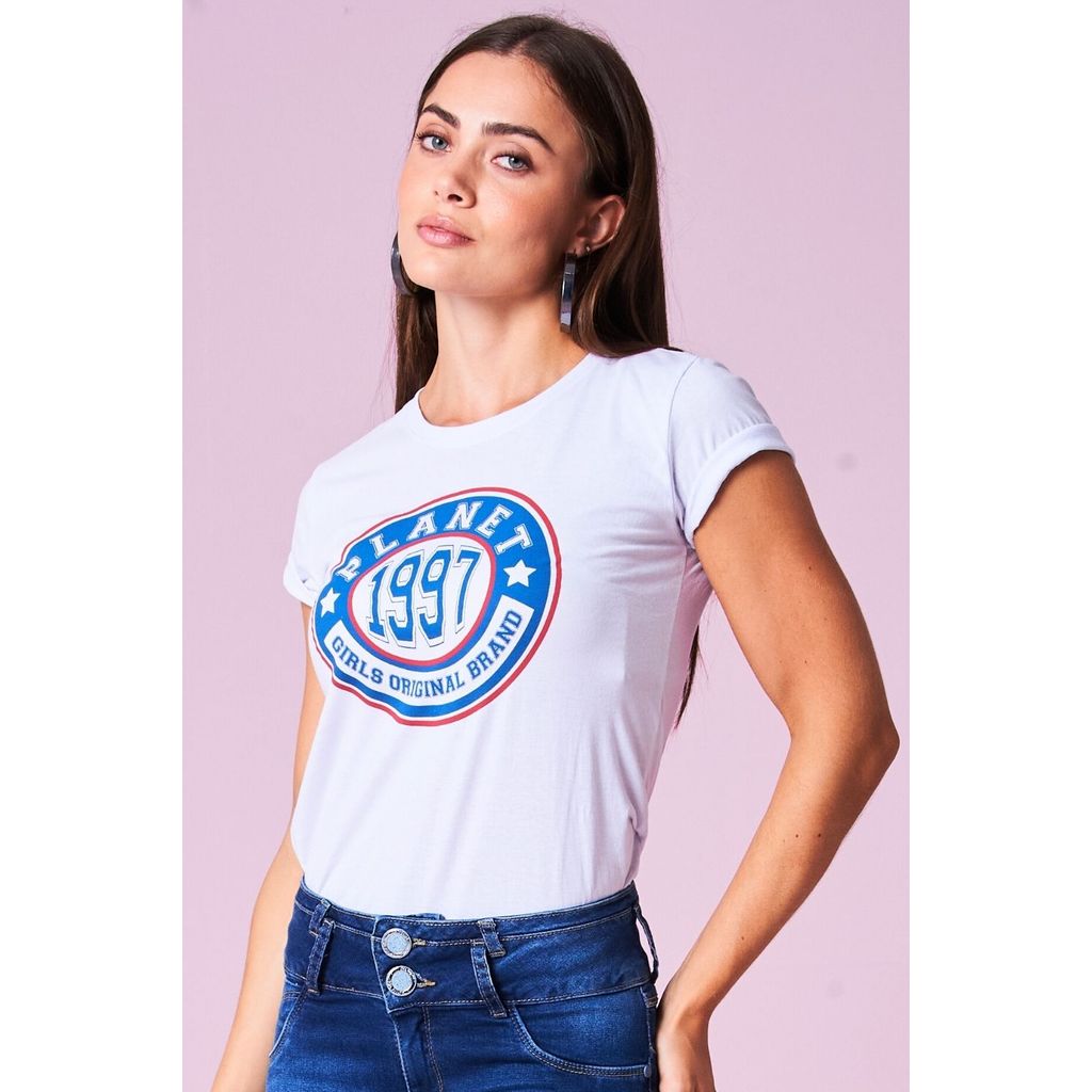 Camiseta Feminina Original Brand Planet Girls Branco em Oferta na Shopee