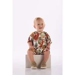 Macaquinho Bebê Menino em Algodão Três e Já