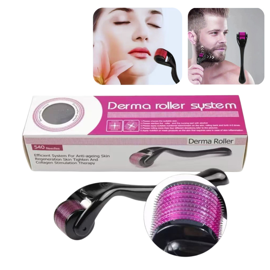 1 Dermaroller Microagulhamento Rolo Agulha System 540 Preencher Falha Cabelo Barba Cicatriz Mancha em Oferta na Shopee