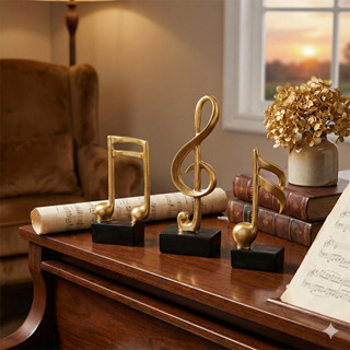 Conjunto Trio Enfeite Nota Musical em Resina Dourada Decoração Moderna e Presente Criativo em Oferta na Shopee