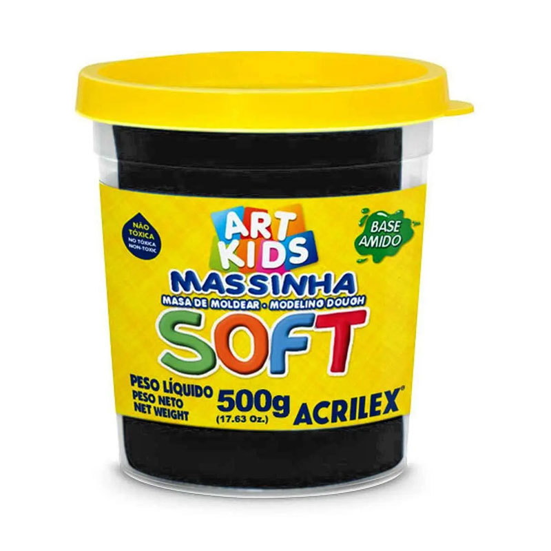 Massa de modelar Soft 500g Preto Acrilex em Oferta na Shopee