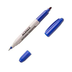 Pincel marcador permanente ponta dupla Azul Acrilex