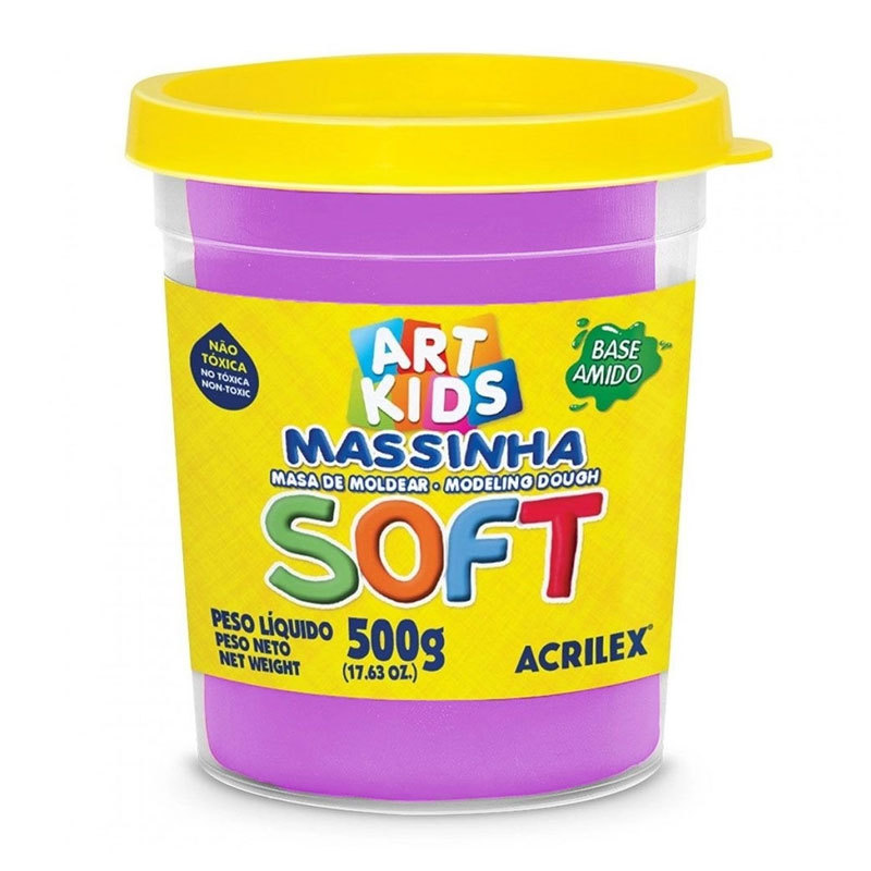 Massa de modelar Soft 500g Violeta 516 Acrilex em Oferta na Shopee