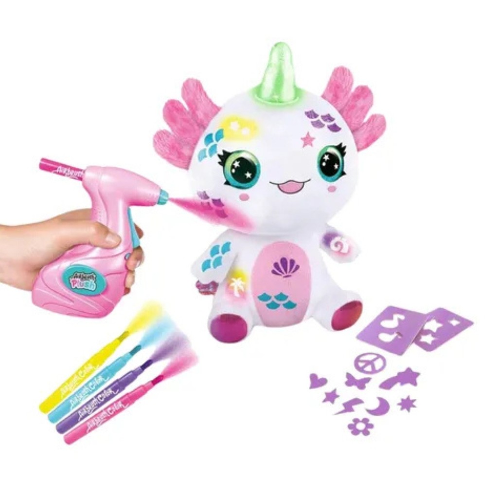 Pelúcia Boneco Axolote Airbrush C/ Luzes Lave e Repita Fun