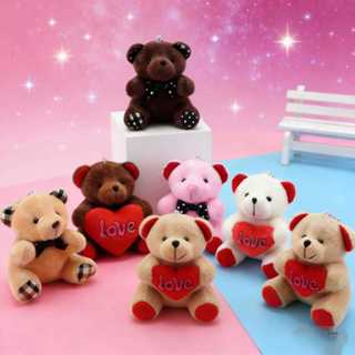 Kit 12 uns Chaveiro Com Pingente De Urso Ttedy De Pelúcia Sentados -SHALALA em Oferta na Shopee