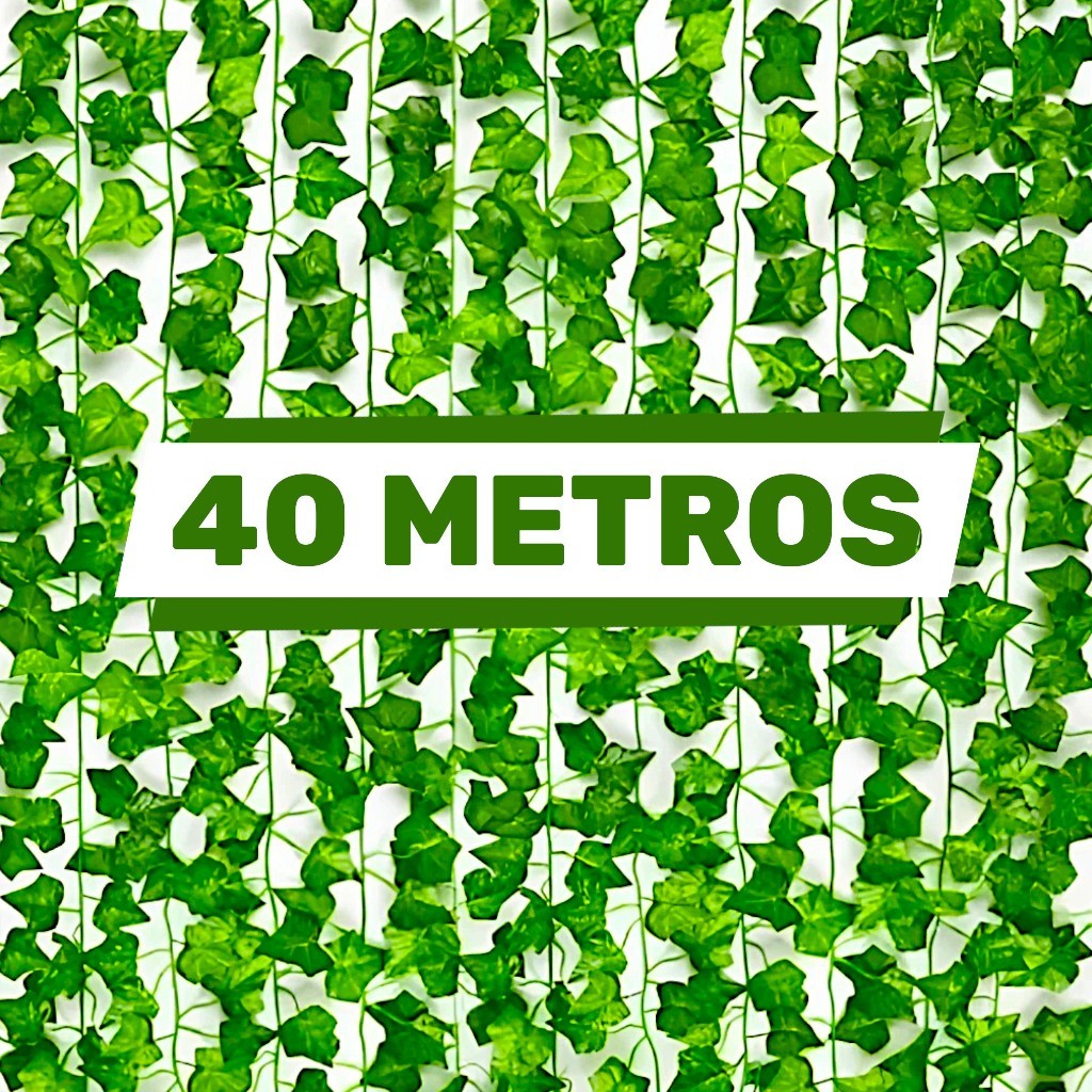 40 Metros de Hera Verde Planta Artificial Trepadeira Ramas Folhagem Pendente realista