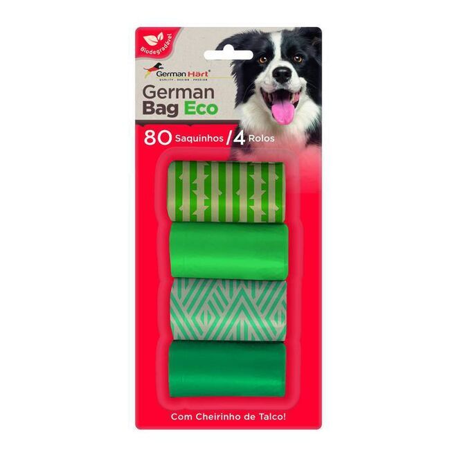 Kit Refil Cata Caca Bambu 4 Rolos 80 Saquinhos Biodegradáveis para Pets
