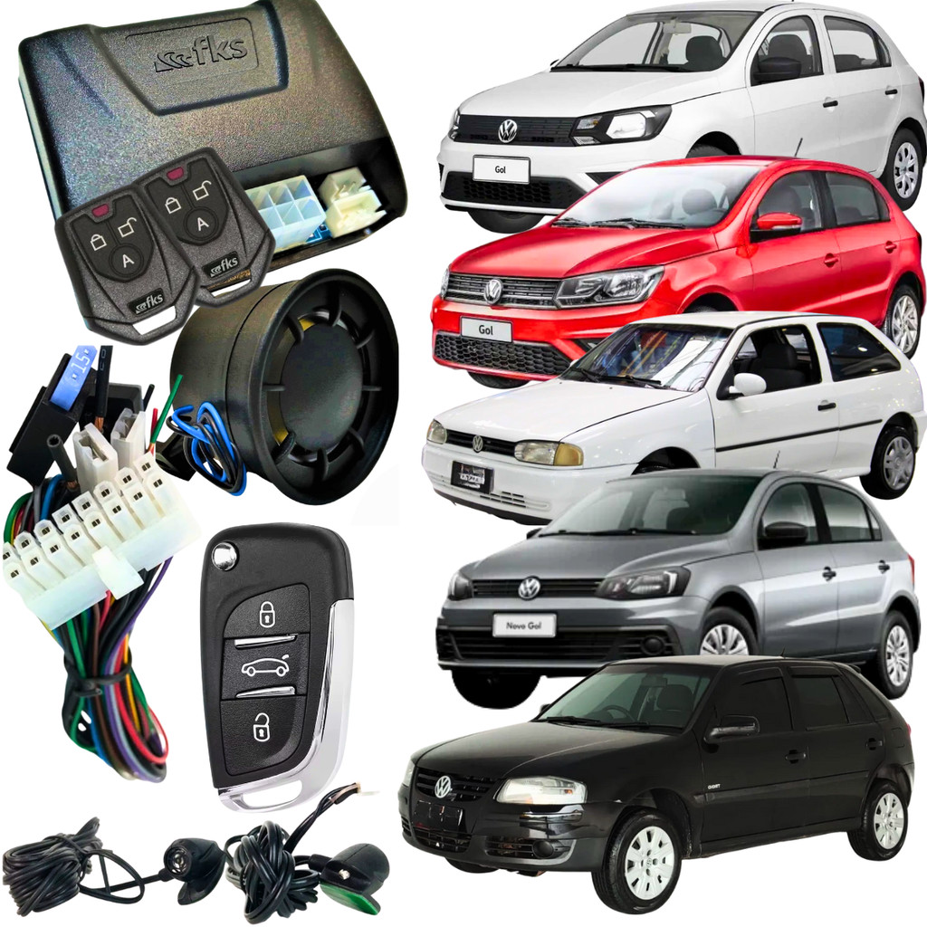 Alarme Automotivo CBPlus FKS Trava Antifurto Segurança VW Gol +2controles+Chave Canivete 3 Comandos