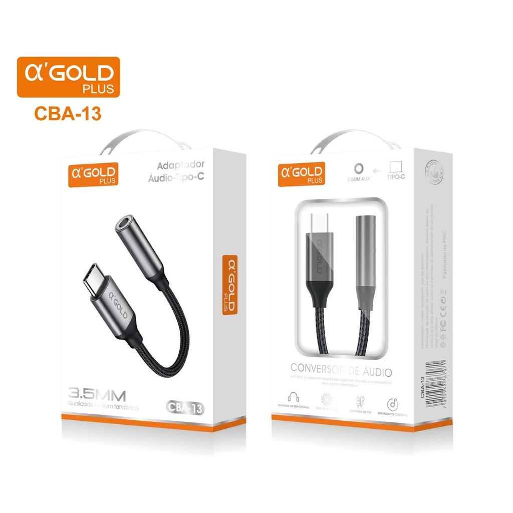 A'Gold CBA-13 Cabo Adaptador Auxiliar Tipo C Usb-c Fone Ouvido P2 P3 3.5mm microfone Samsung Xiaomi em Oferta na Shopee