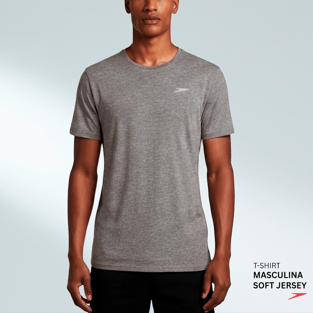 Camiseta Masculina Soft Jersey Speedo Tecido Leve Fresco Fastdry - MESCLA GRAFITE