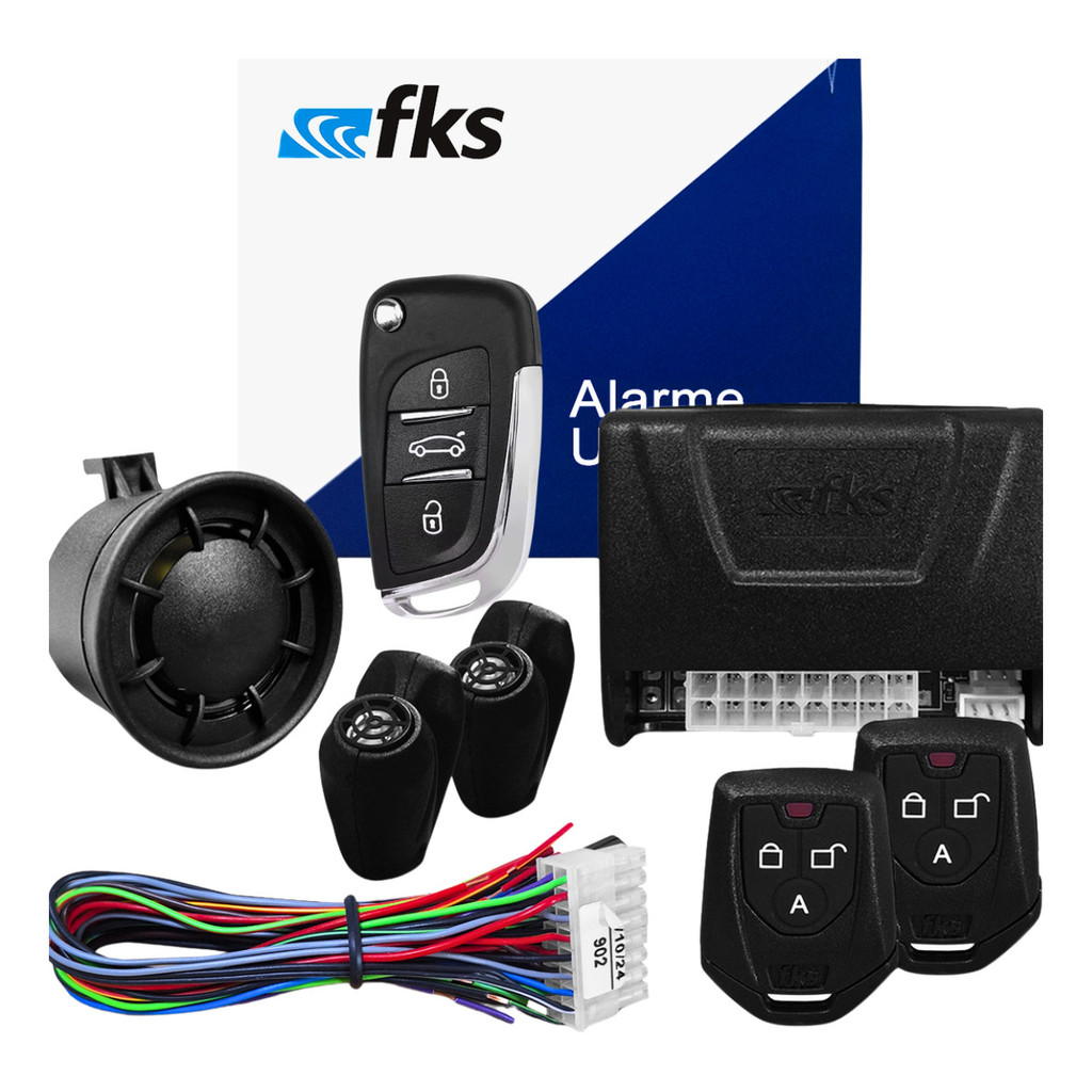 Alarme Automotivo Completo FKS Com Bloqueador Polo VW + Chave Canivete Completa +2 Controles