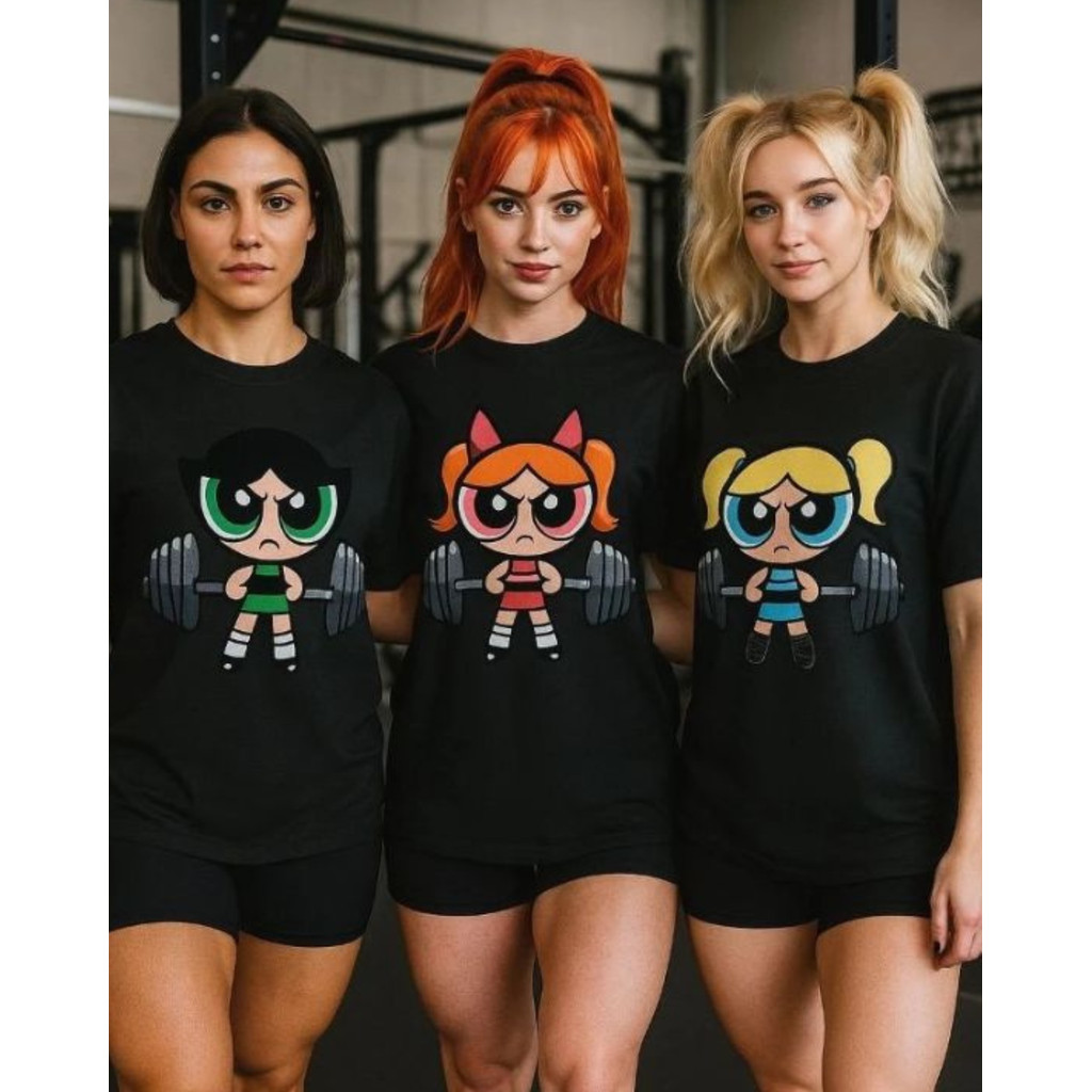 Camiseta Feminina Meninas Super Poderosas Academia Fitness Crossfit Treino Musculação Premium