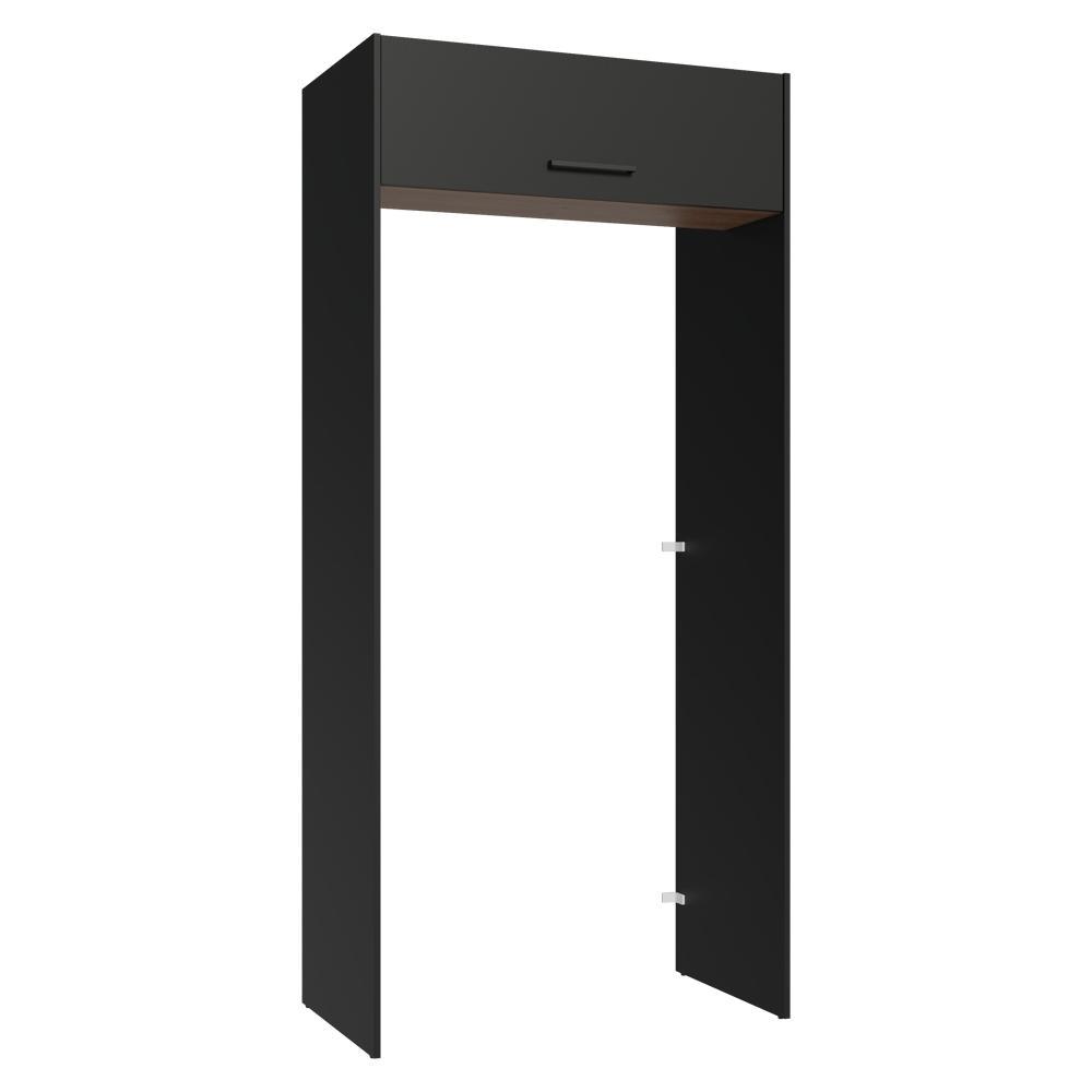 Porta-Geladeira 103 cm 1 Porta Basculante Preto/Rustic/Preto Agata Madesa