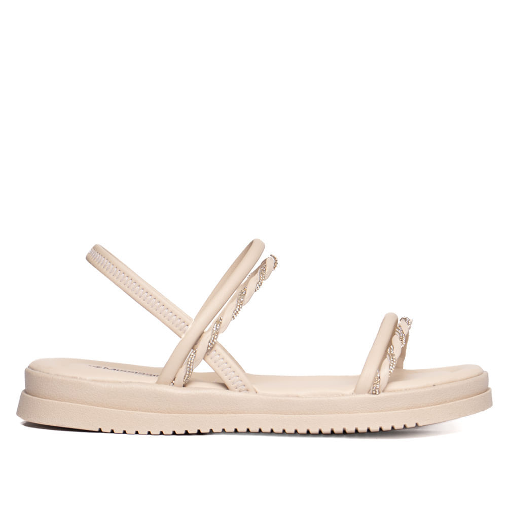 Sandália Feminina Mississipi Flatform Napa Strass Bege