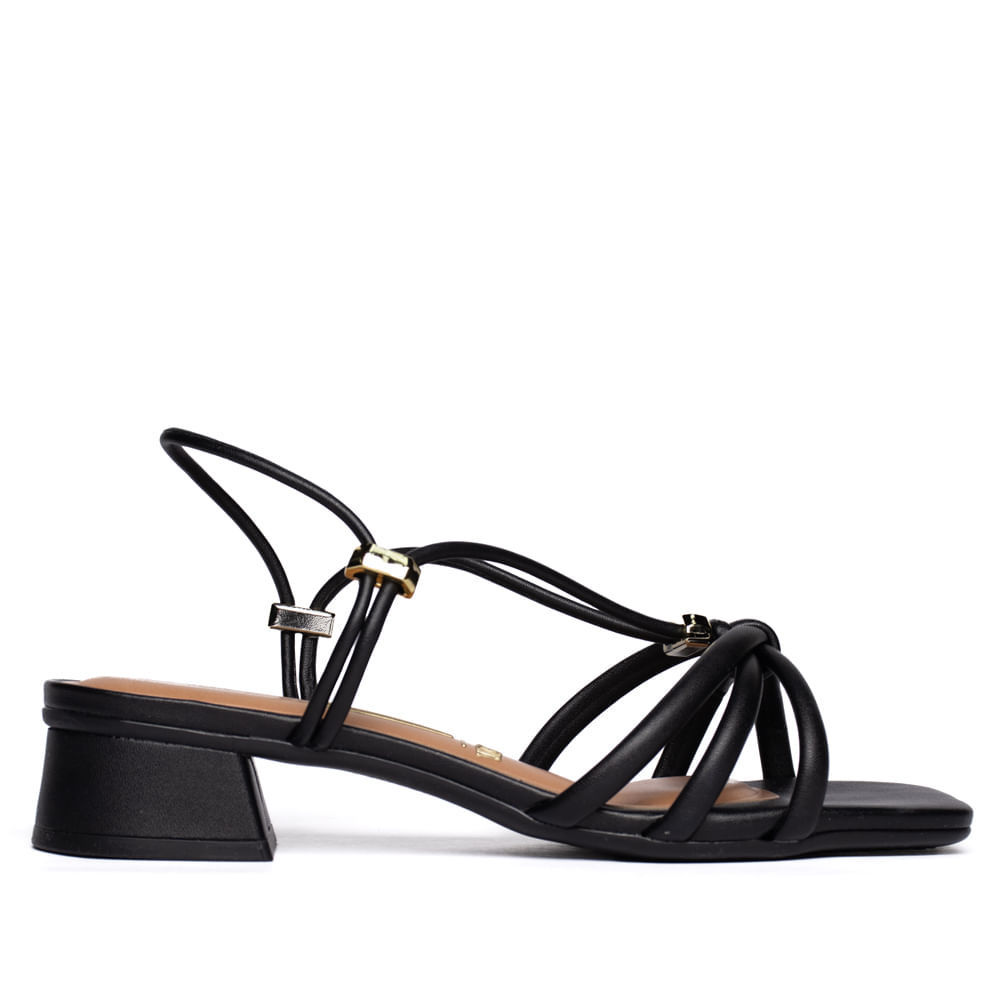 Sandália Feminina Vizzano Salto Bloco Versátil Preto/Dourado
