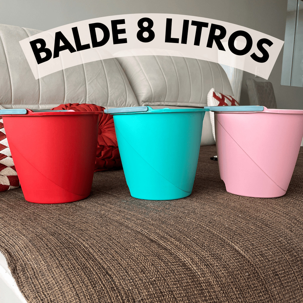 Kit C/3, C/5 ou C/10 Baldes De Plastico Multiuso Super Resistente Com Alça Lindo 8 Litros Kit C/3, C/5 ou C/10 Baldes De Plastico Multiuso Super Resistente Com Alça Lindo 8 Litros