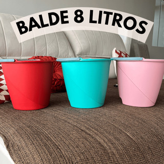 Kit C/3, C/5 ou C/10 Baldes De Plastico Multiuso Super Resistente Com Alça Lindo 8 Litros