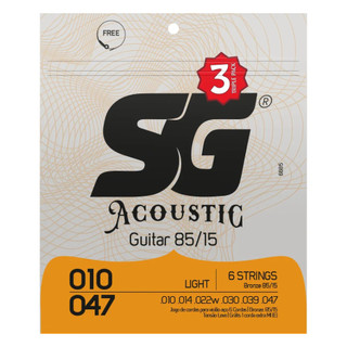 KIT 3 ENCORDOAMENTOS 010 ACO BRONZE 85 15 P/VIOLAO PACK C/3 0.010 - 0.047 SG