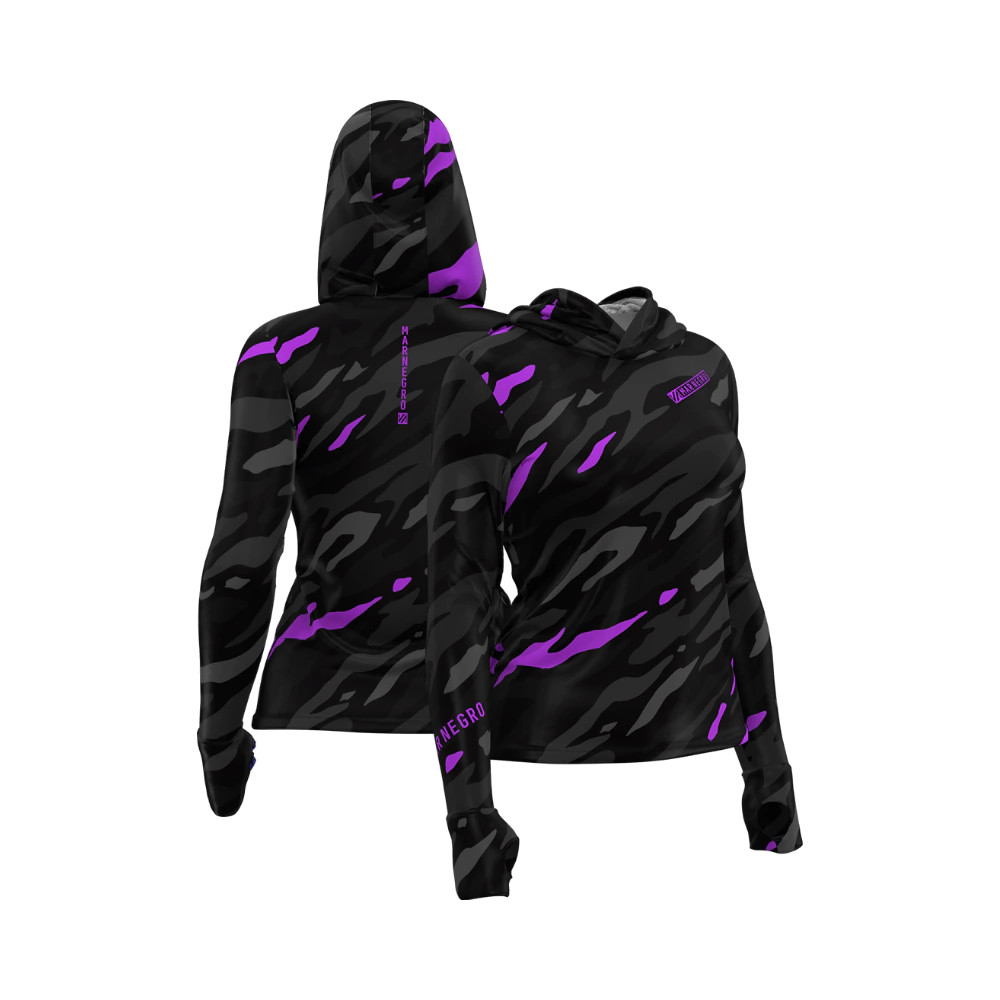 Camiseta Mar Negro X Protection Sublimada Camo Violeta Feminina