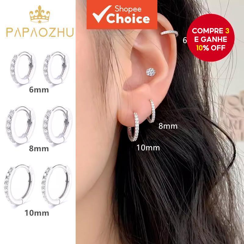 Minimalismo Prata Brilhante Cristal Perfurado Brincos De Argola Para Mulheres Meninas Elegante Orelha Círculo Jóias Aces em Oferta na Shopee