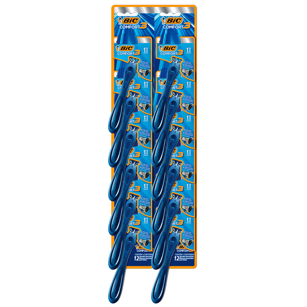 Barbeador descatável Confort3 Azul 12 unidades Bic