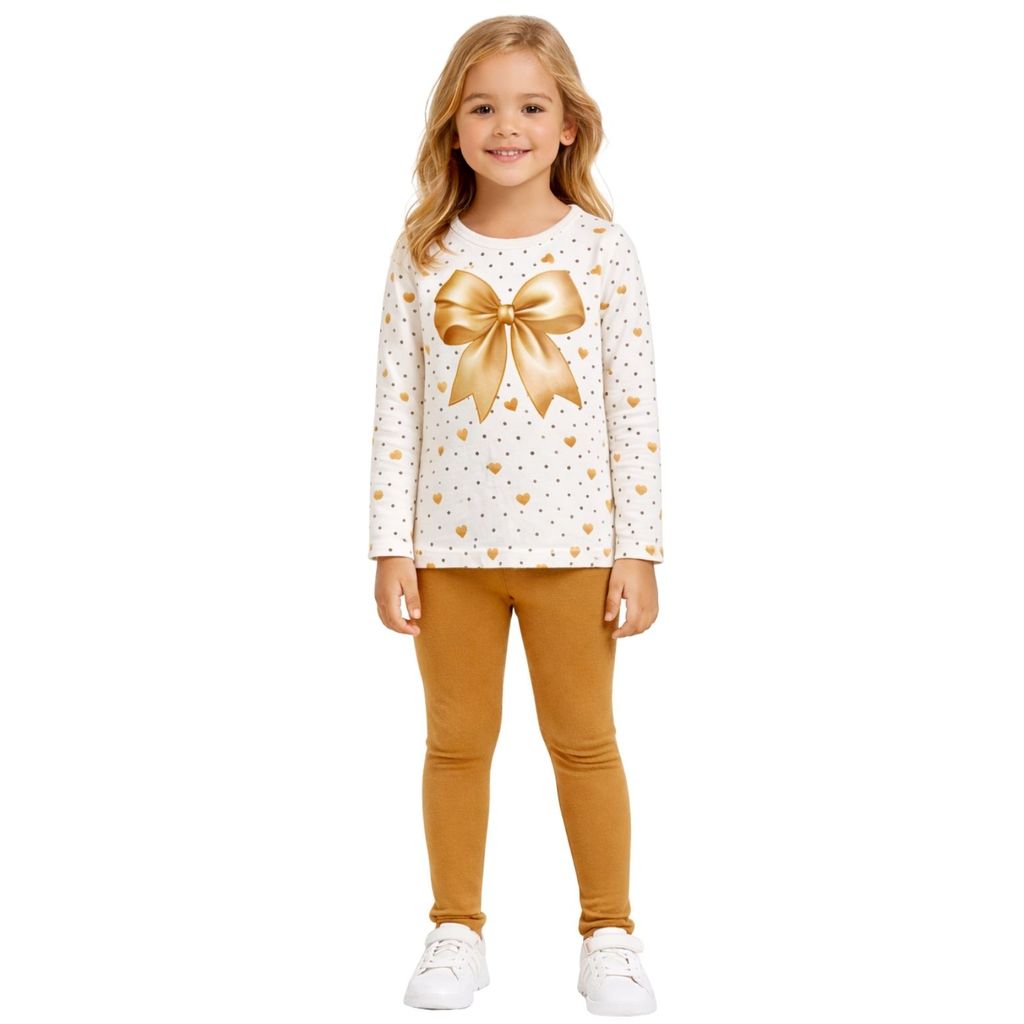 Conjunto Infantil Menina Meia Malha Blusa e Legging Kyly 5151 em Oferta na Shopee