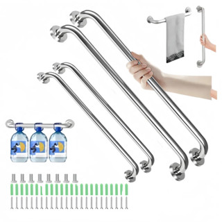 Barra Alça Apoio 40cm e 60cm Inox Prata Reluzente Moderno Banheiro Kit 2 ou 4 Peças Alta Qualidade em Oferta na Shopee