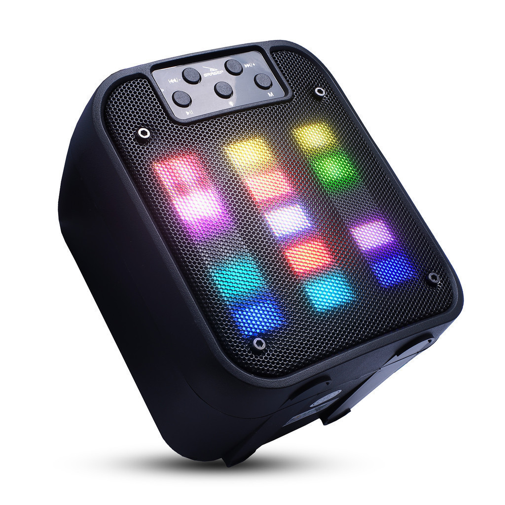 Caixa Bluetooth Rádio Graves Fortes Painel LED RGB Tetris 8W Potência Som Alto Nítido Amplificada Alça Resistente