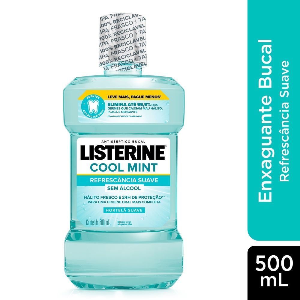 Listerine Cool Mint Enxaguante Bucal Sem Álcool 500ml em Oferta na Shopee