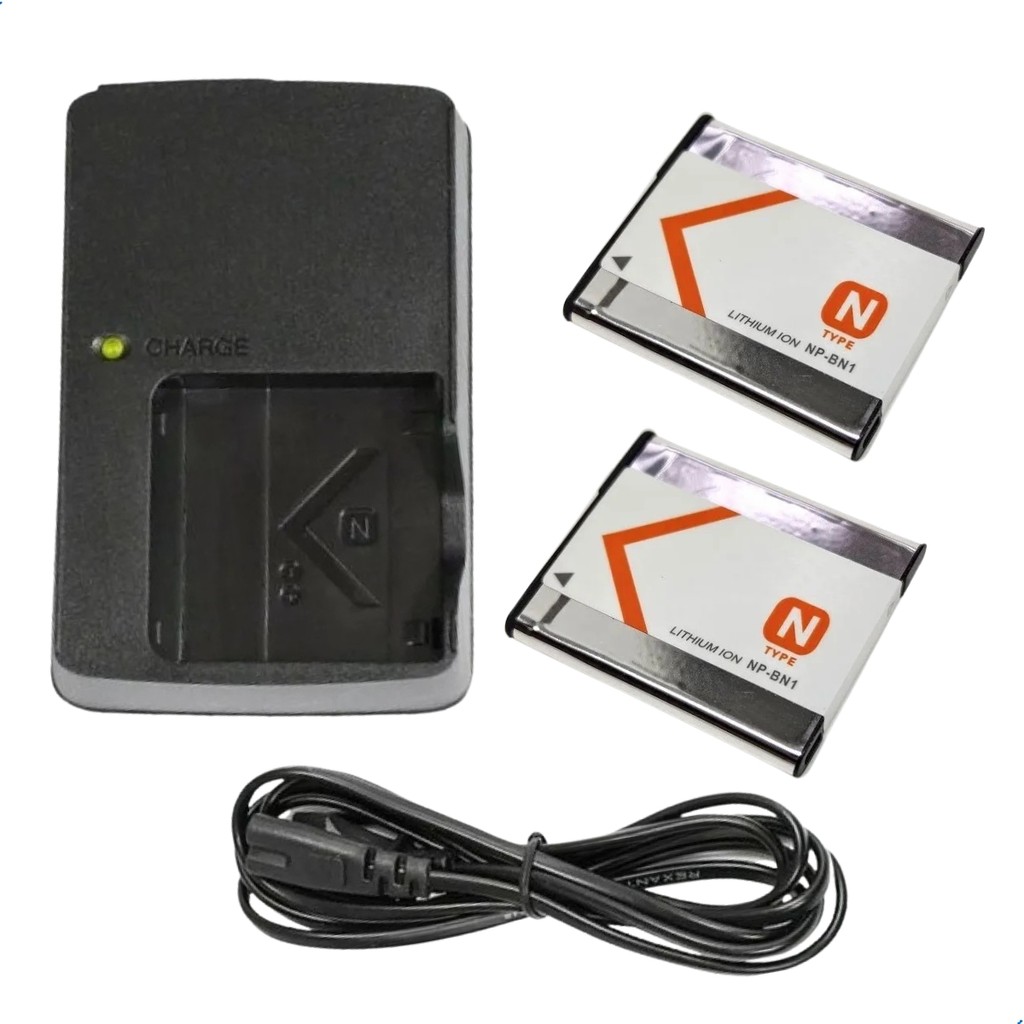 Kit 2 Baterias NP-BN1 e Carregador para Sony DSC-W310 W320 W350 WX7 TX10