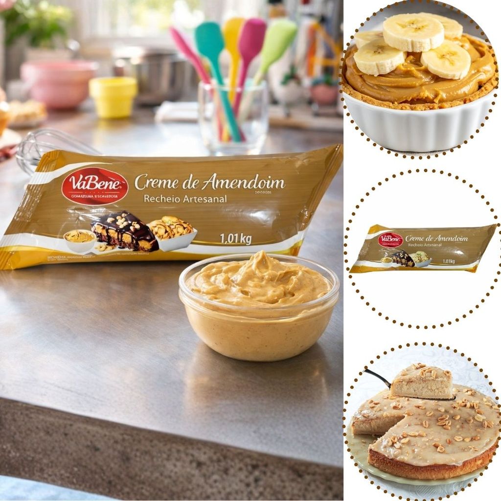 RECHEIO ARTESANAL CREME AMENDOIM 1,01KG  VABENE em Oferta na Shopee