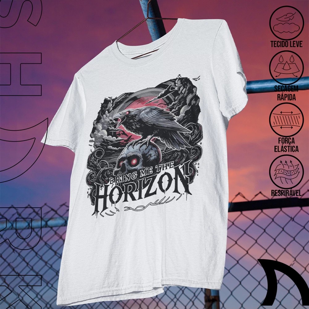 Camiseta Masculina Rock Corvo Sombrio Estampada Lançamento Camiseta 100% Algodão Camisetão  Oversized - Ohana