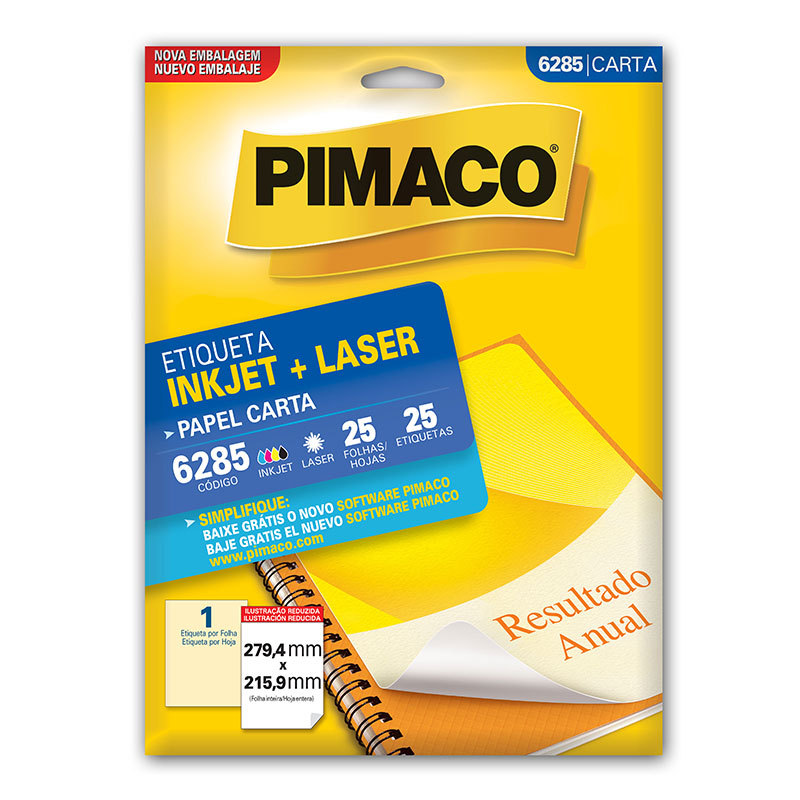 Etiqueta inkjet/laser carta 6285 com 25 folhas Pimaco em Oferta na Shopee
