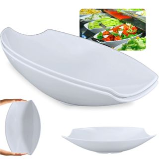 Conjunto de Travessas Fundas 2 Und Saladeira para Buffet 46cm Oval Curva Branca para Restaurante em Oferta na Shopee