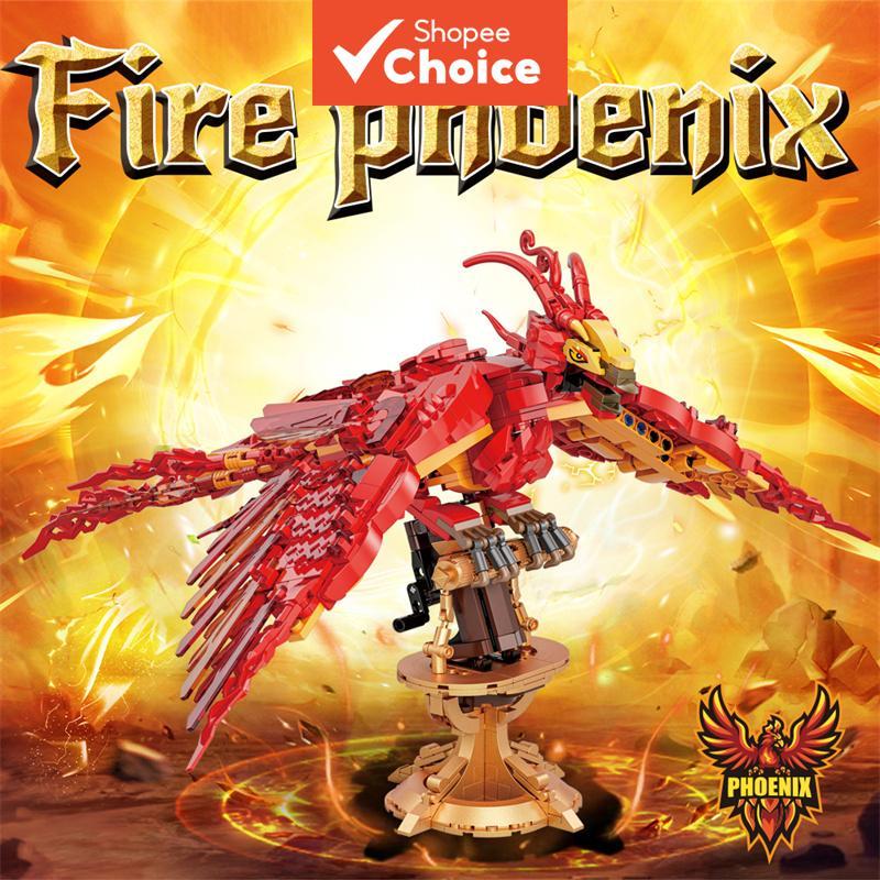  Modelo de Blocos de Montar Fênix de Fogo Mágico Estilo MOC Design Criativo Tijolos de Montagem Técnica Quebra-Cabeça 3D