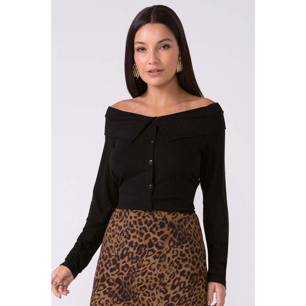 Blusa Feminina Canelada Ombro a Ombro Marialícia Preto em Oferta na Shopee
