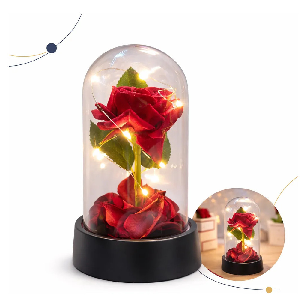 Luminária Rosa Eterna Pétalas Decorativas Romântica Presente em Oferta na Shopee