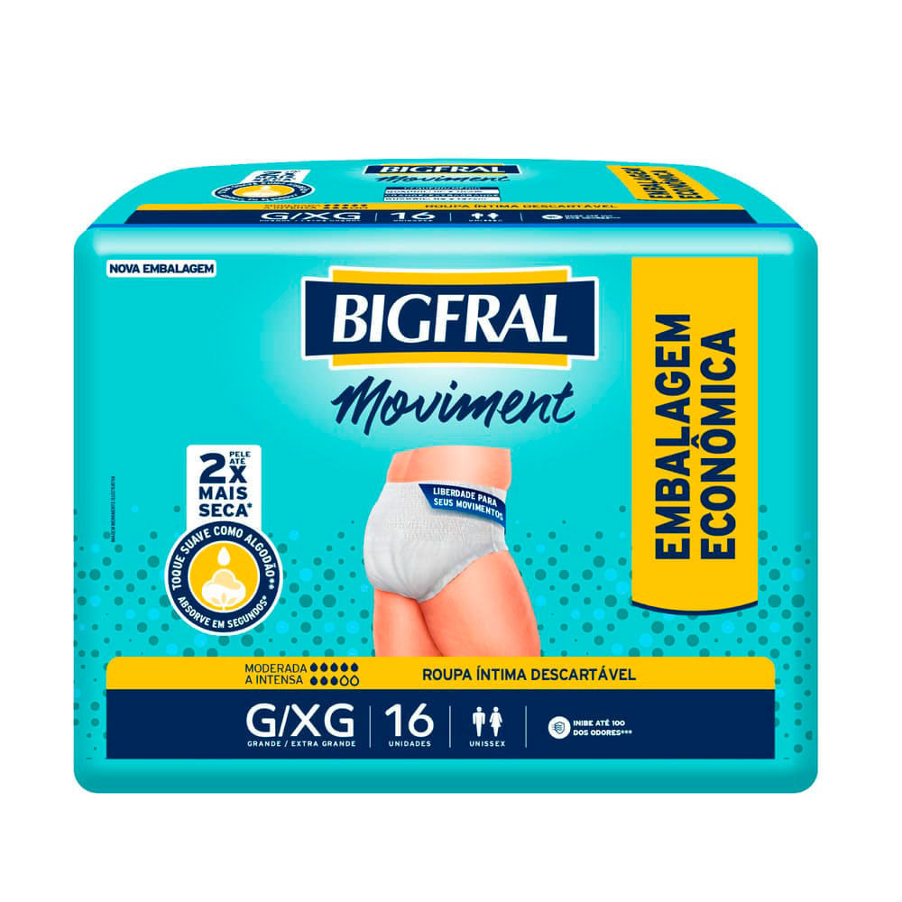 Roupa Íntima Bigfral Moviment G/XG 16 Unidades em Oferta na Shopee