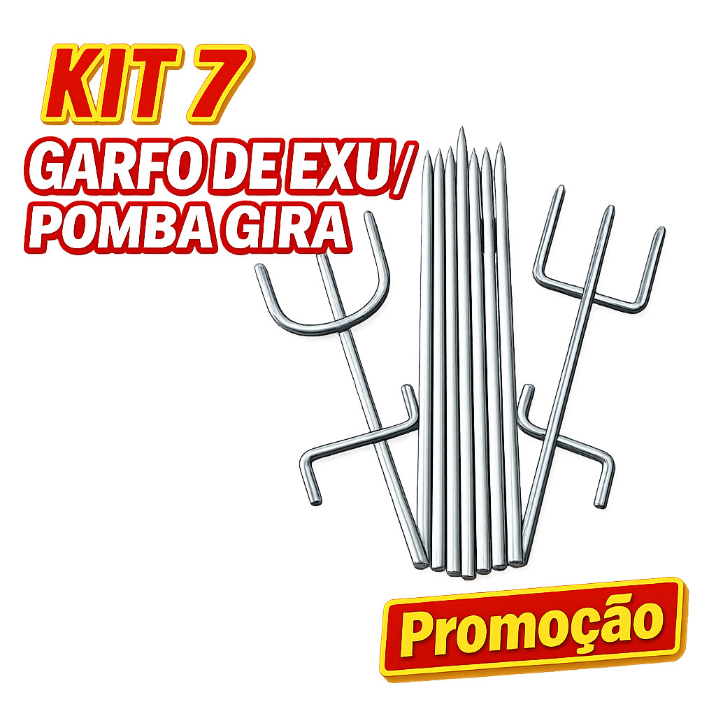 Kit 7 Garfo Tridente EXU e Pombo Gira Ponteira Ferramenta 14cm Umbanda para assentamento