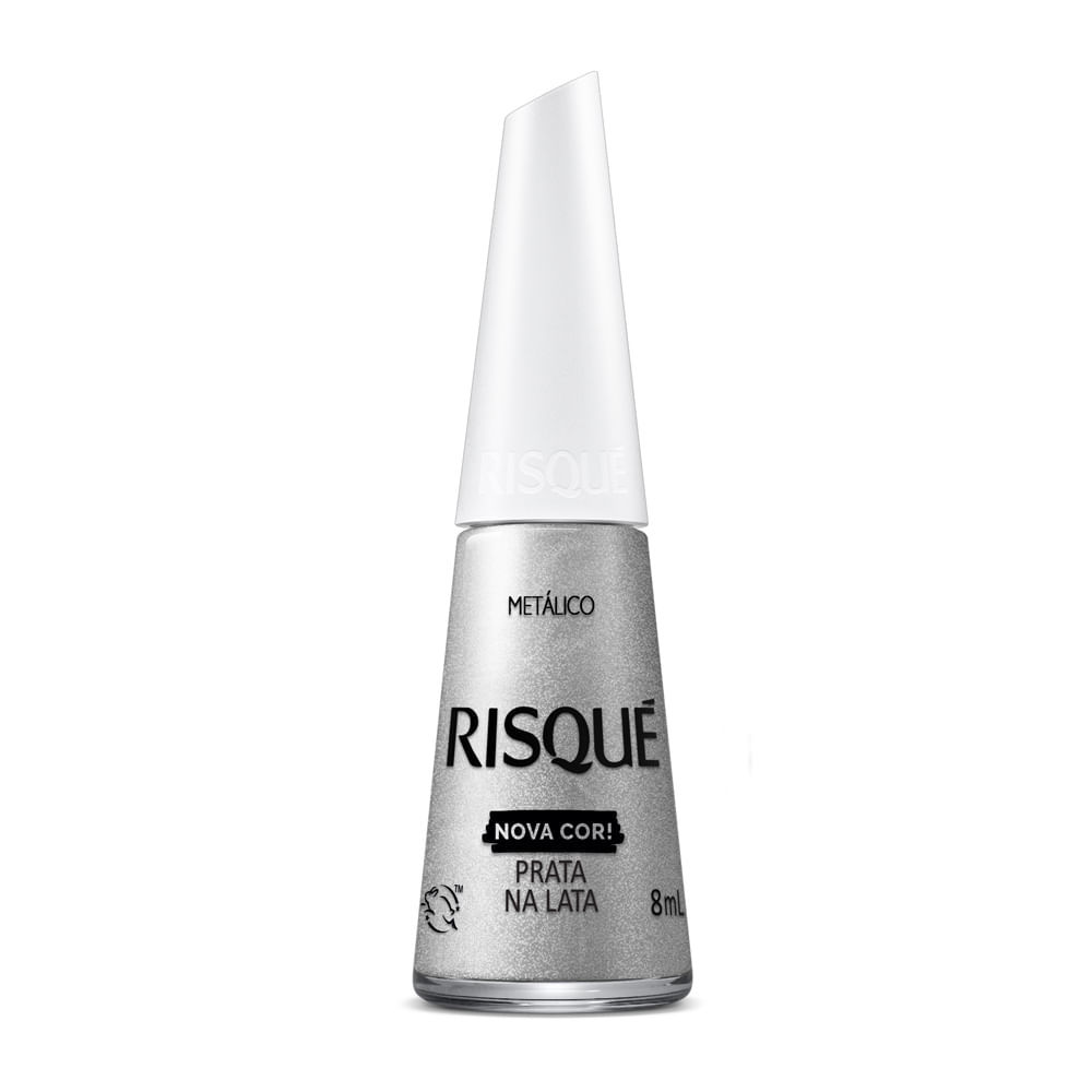 Esmalte Risqué Nova Cor Metálico Cor Prata na Lata 8ml em Oferta na Shopee