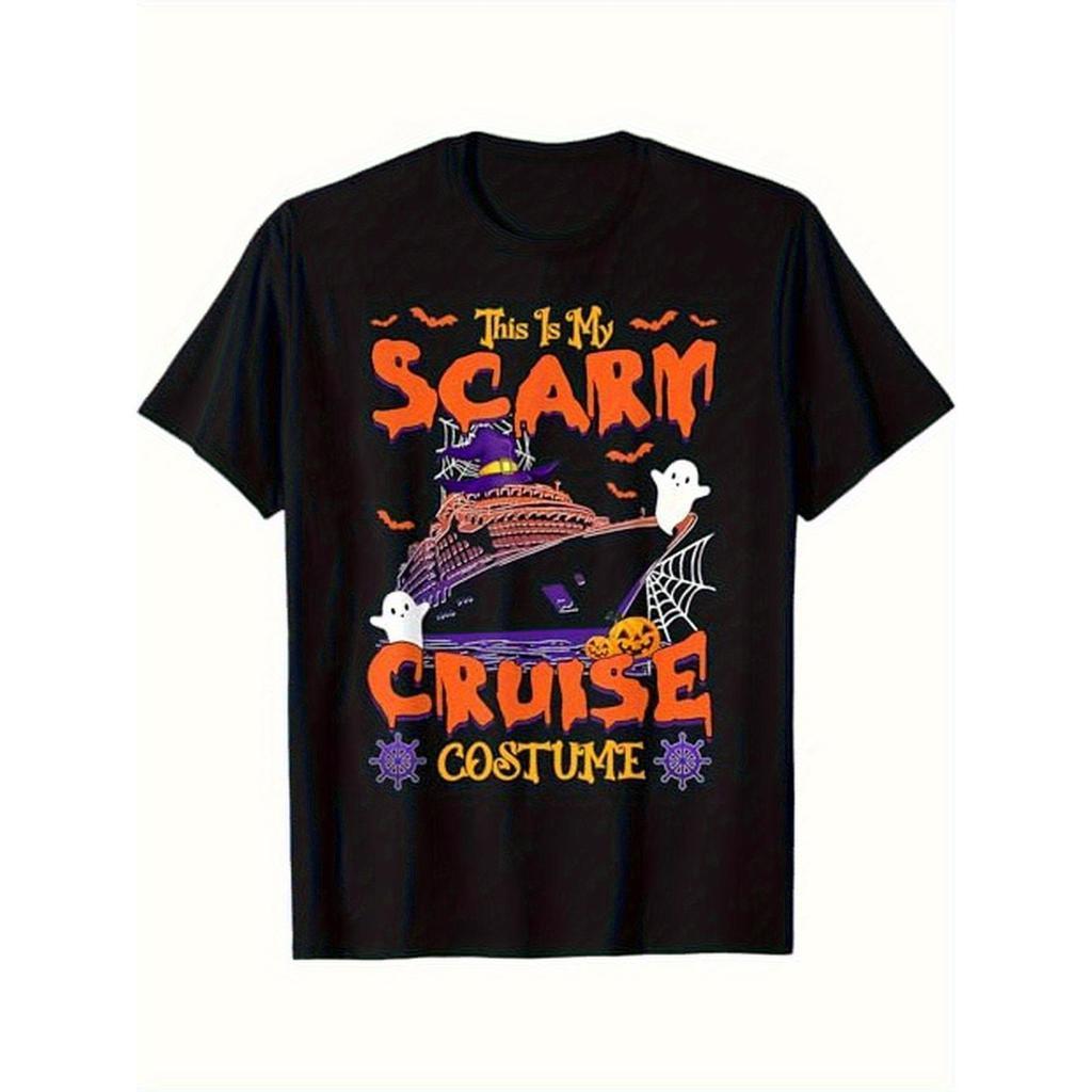 Esta é a minha T-shirt de Halloween com fato de cruzeiro - 100% Preto Puro, Impress?o assustadora de navio de cruzeiro,