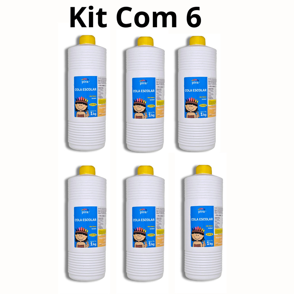 Cola Escolar 1 kg Kit com 1, 2 , 4 e 6 unidades  - Piratininga