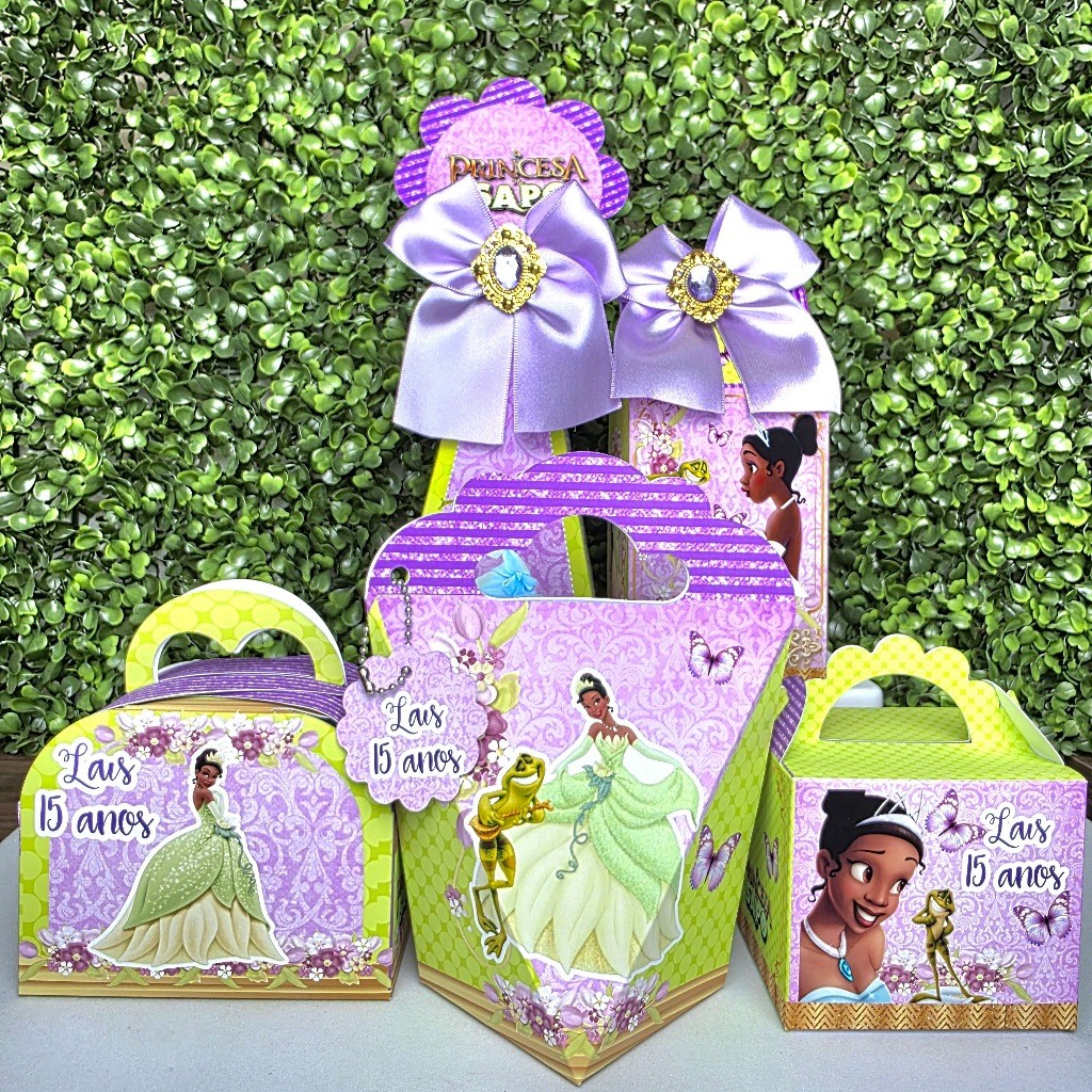 Kit Caixa Montada PRINCESA TIANA  - Personalizados - Festa infantil - Aniversário - Lembrancinha
