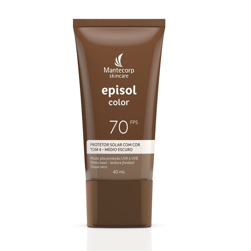 Protetor Solar Episol Color Tom Médio Escuro T4 FPS 70 Loção com Efeito de Base 40ml